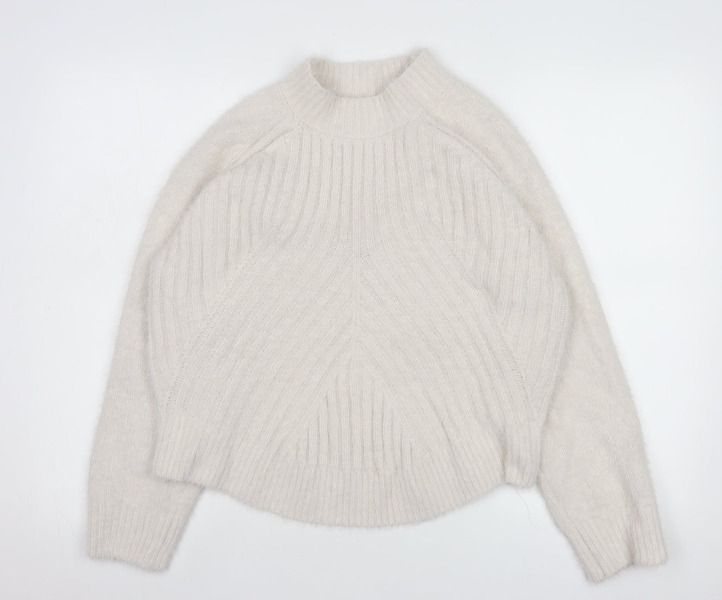 Gallery Women Ivory High Neck Knit Pullover Jumper Size 14