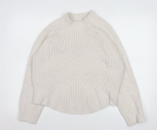 Gallery Women Ivory High Neck Knit Pullover Jumper Size 14