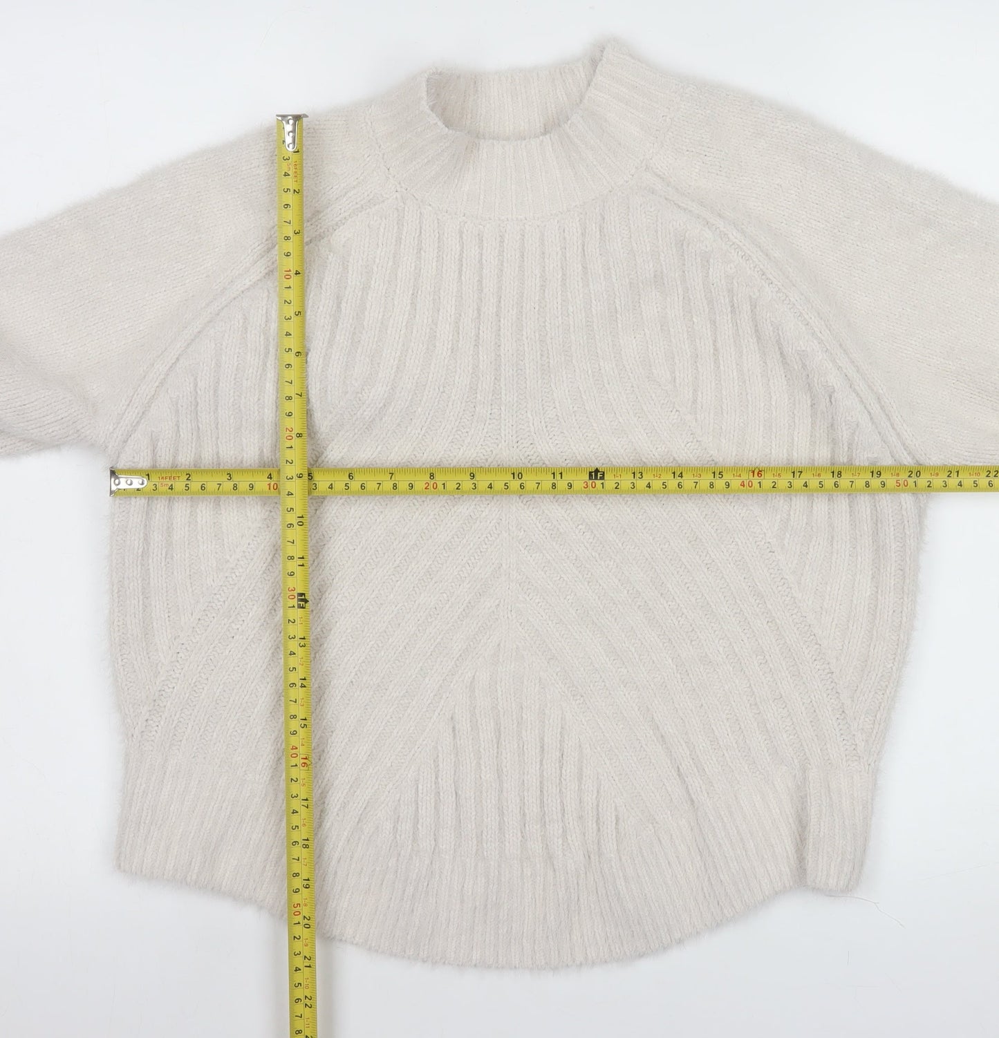 Gallery Women Ivory High Neck Knit Pullover Jumper Size 14