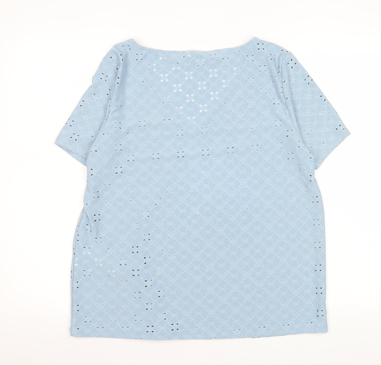 VILA Women's Blue Lace V-Neck Short Sleeve Tunic Blouse Size XL