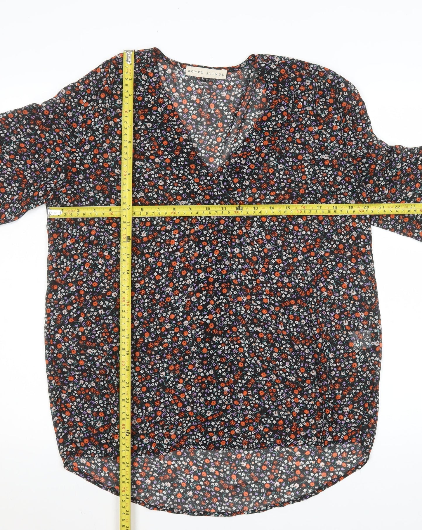 Rowen Avenue Womens Multicoloured Floral Tunic Blouse L