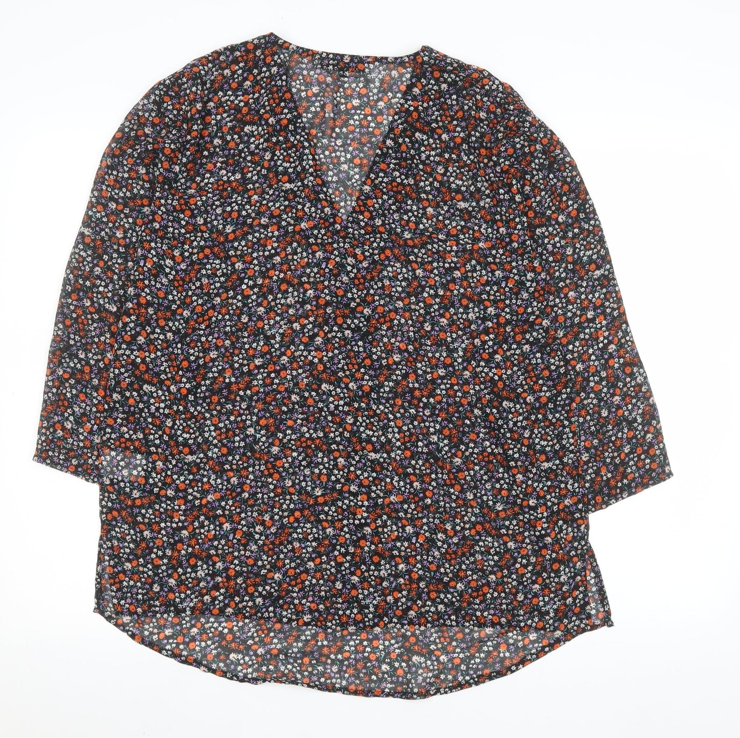 Rowen Avenue Womens Multicoloured Floral Tunic Blouse L