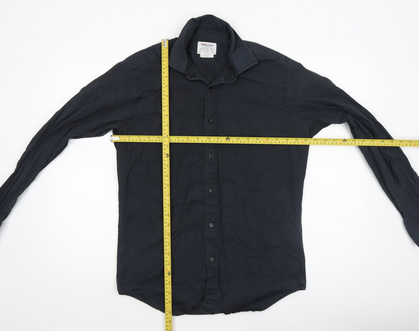 T.M. Lewin Men’s Black Slim Fit Cotton Button-Up Shirt 15.5in