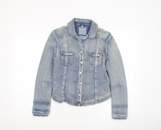 Florez Women's Blue Denim Laura Jacket Size S Casual Slim Fit