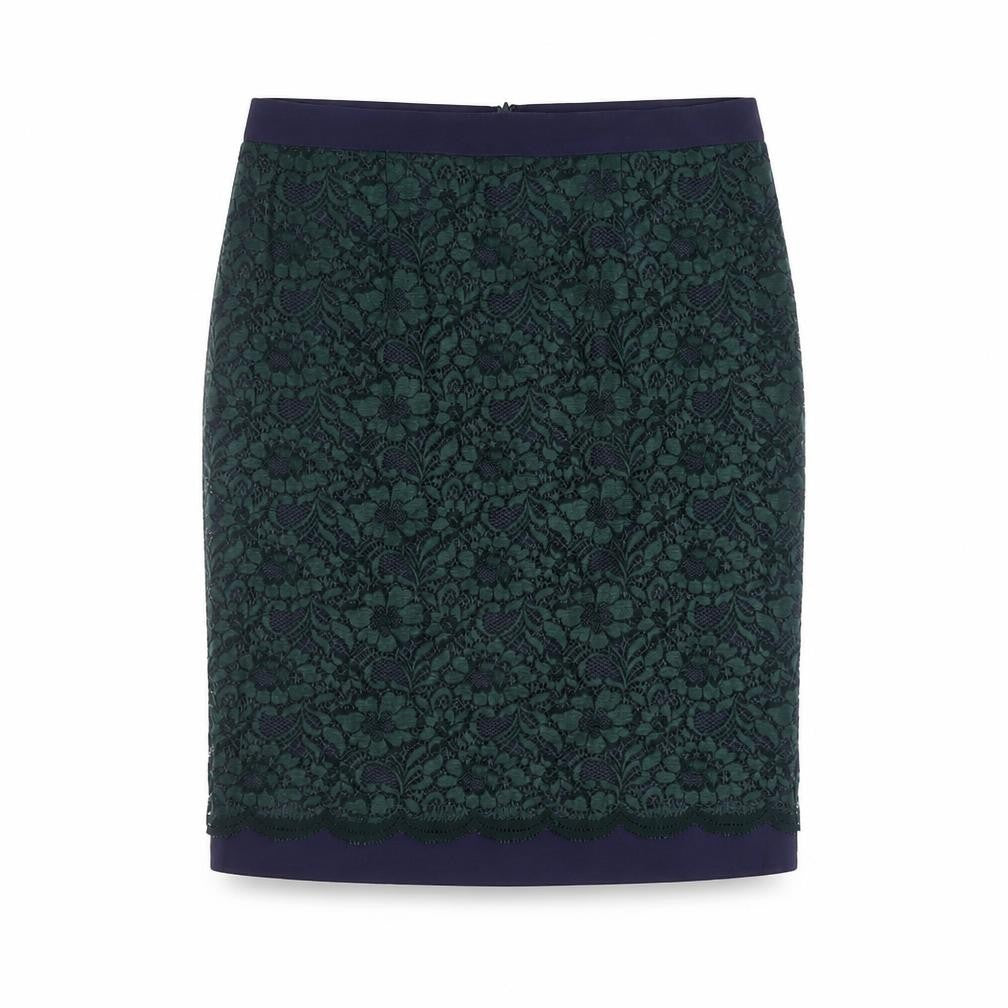 Boden Women's Green Lace Pencil Skirt Size 12 Knee Length