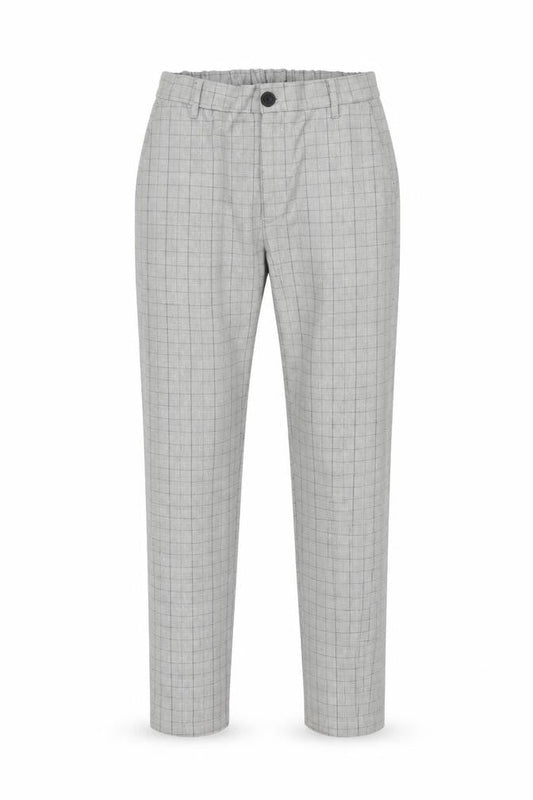 Daily Aesthetikz Men's Grey Check Slim Trousers M Polyester Viscose Blend