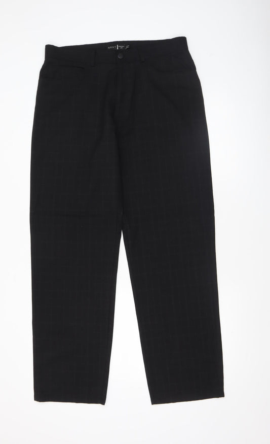 Next Men's Black Wool Blend Straight Leg Trousers 34R