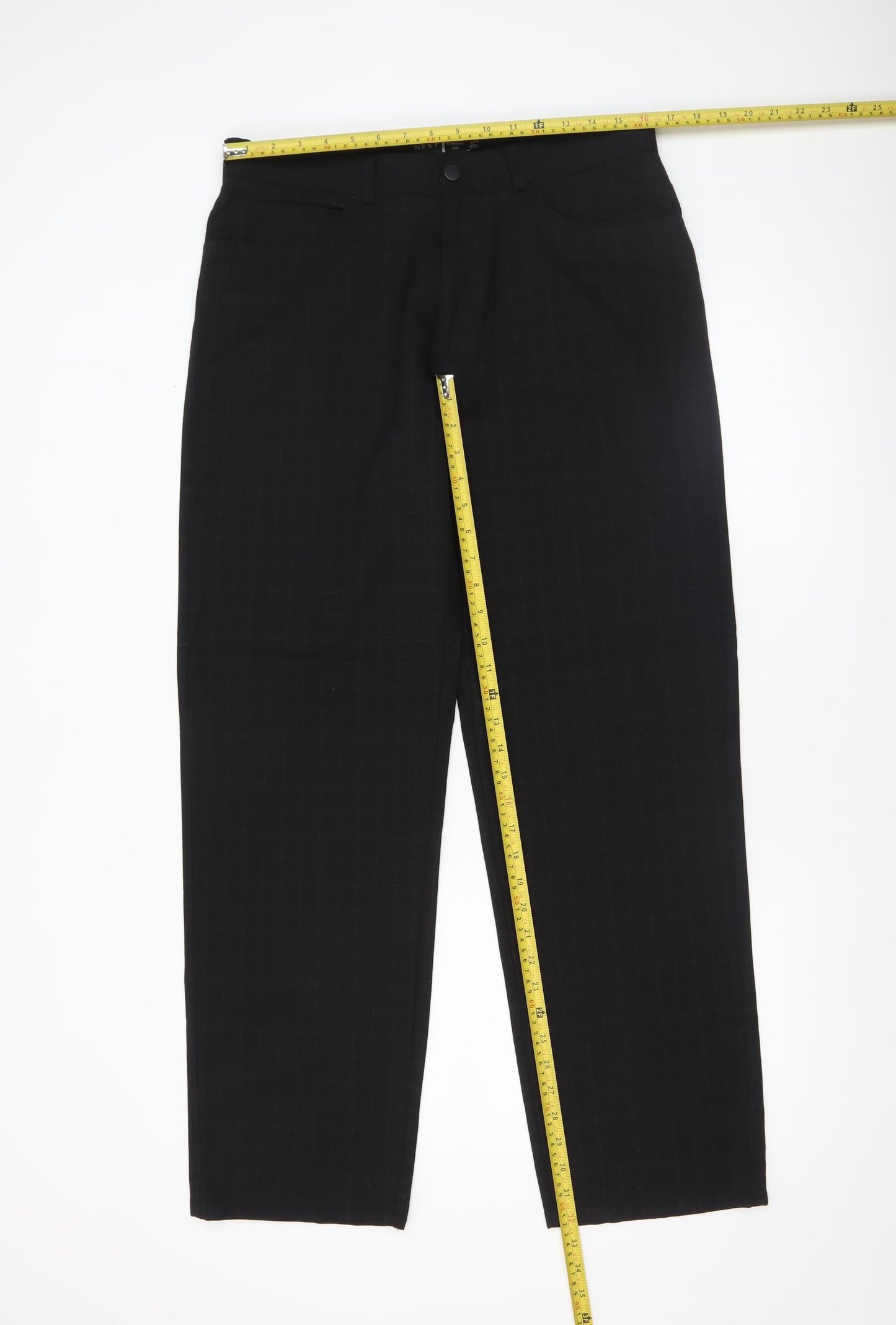 Next Men's Black Wool Blend Straight Leg Trousers 34R