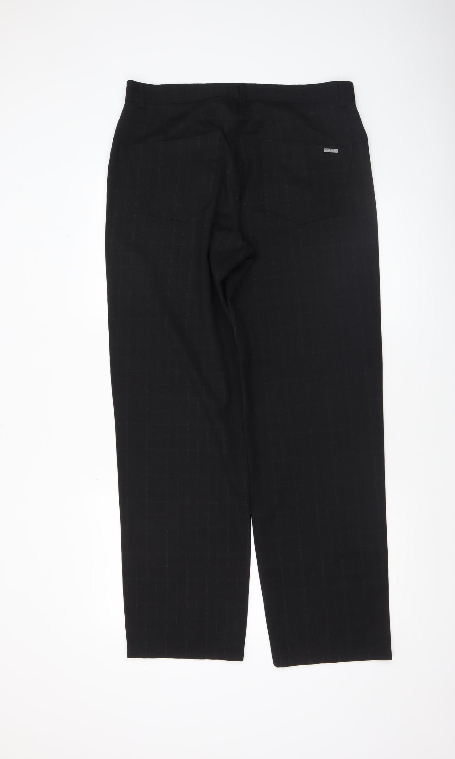 Next Men's Black Wool Blend Straight Leg Trousers 34R