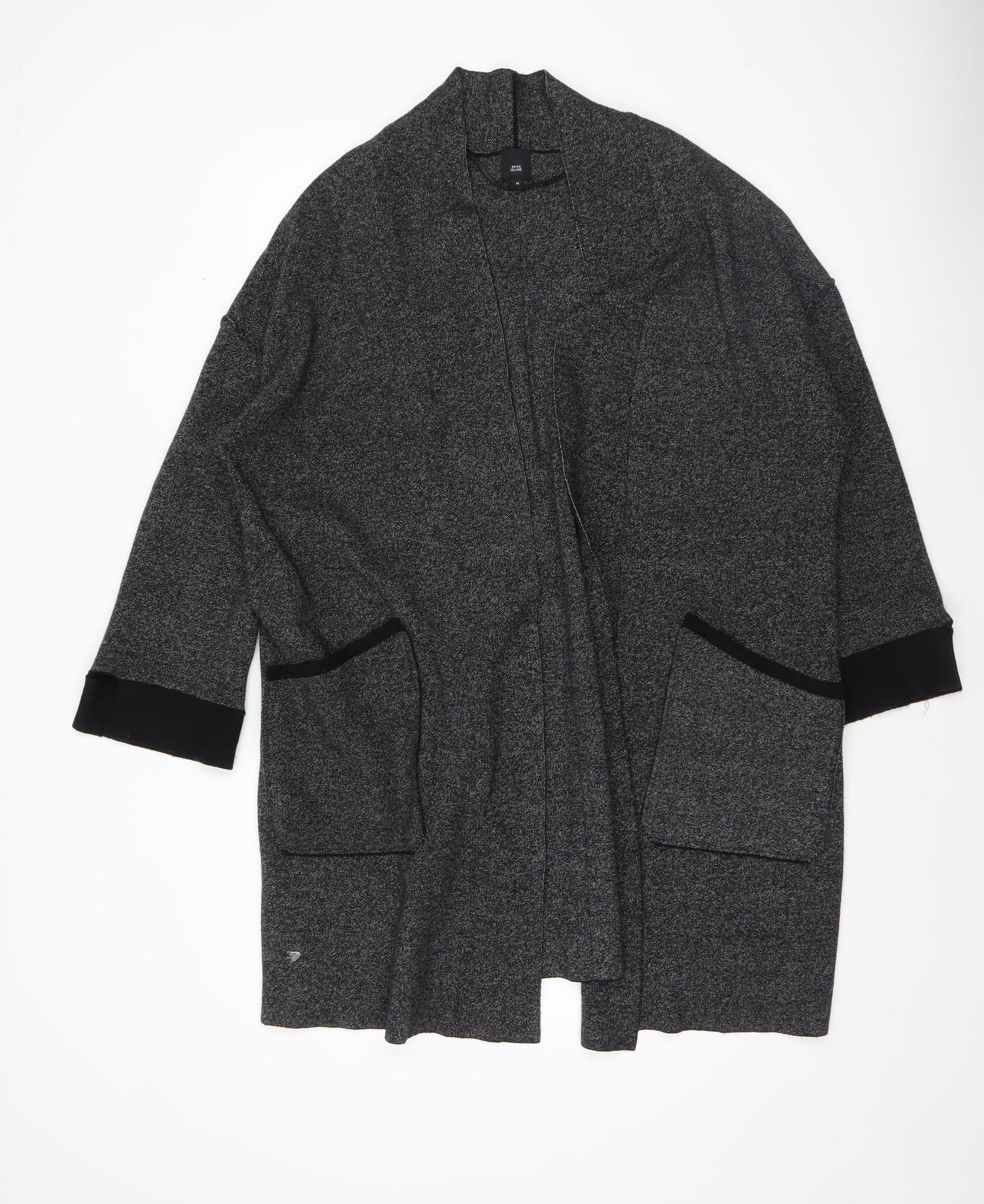 River Island Women’s Grey Knit Long Sleeve Open Cardigan Size M