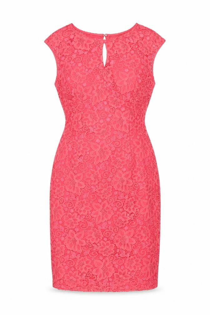 Wallis Women Pink Floral Lace Sheath Knee Length Dress UK 12