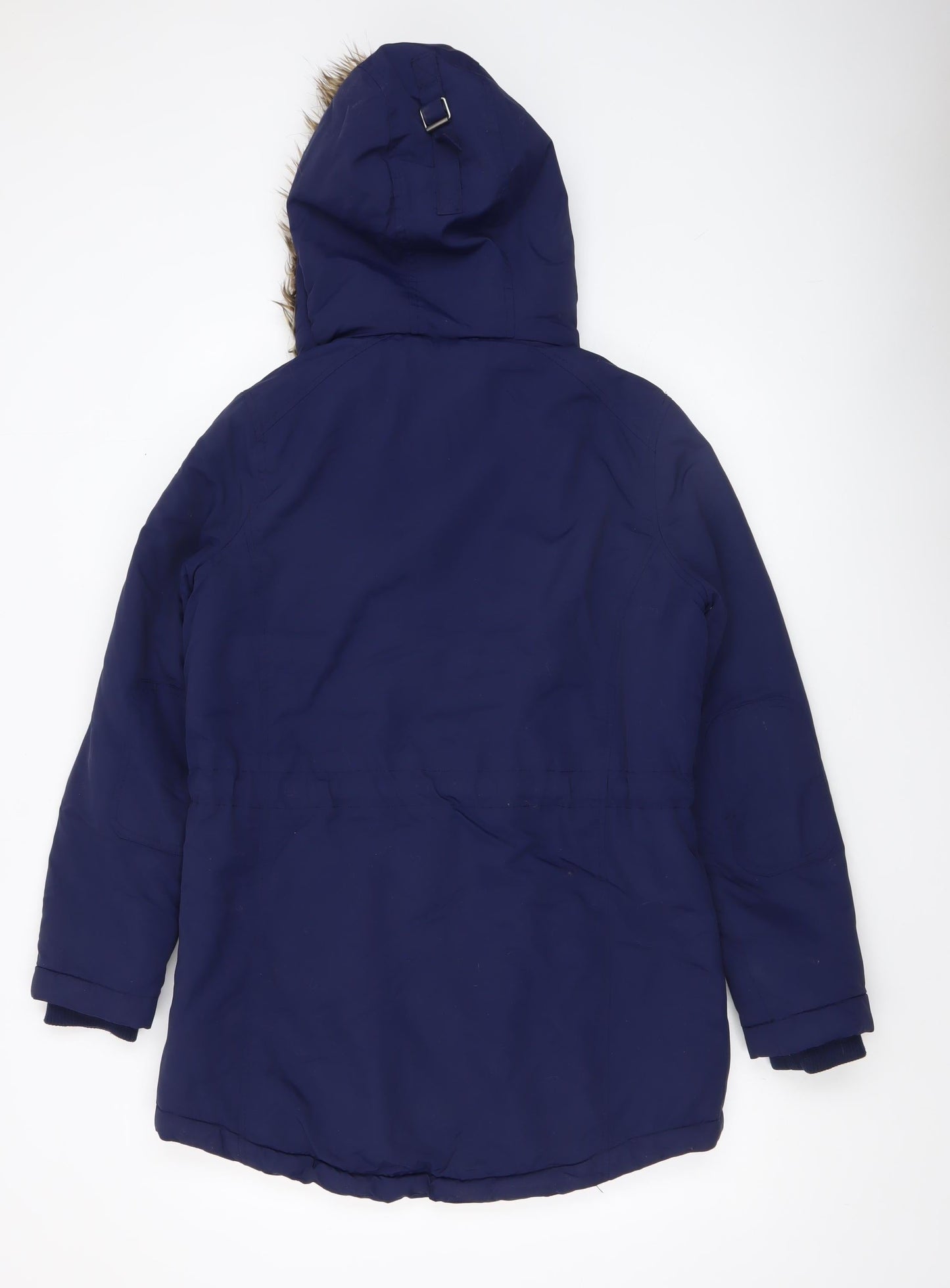 Bellfield Women's Blue Faux Fur Hooded Parka Coat Size 10