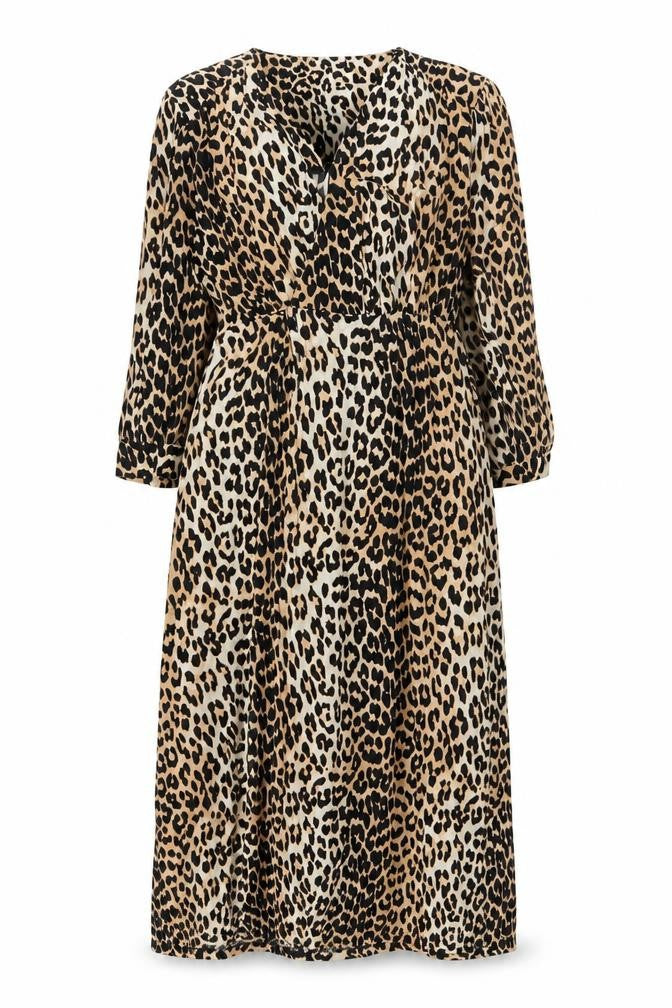 Sfera Women Beige Leopard Print Midi Wrap Dress Size 12