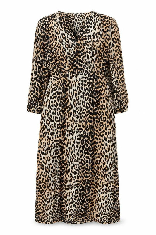 Sfera Women Beige Leopard Print Midi Wrap Dress Size 12