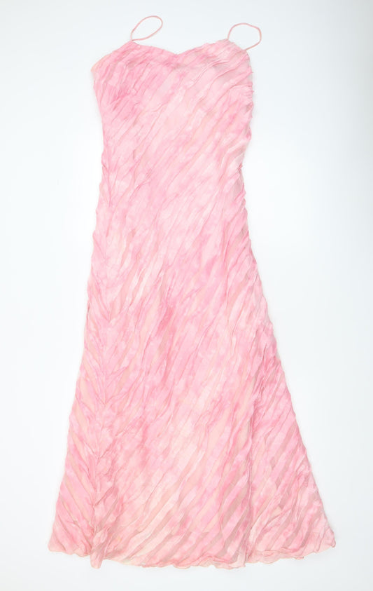 Peter Martin Women’s Pink Long Slip Dress Size 12 Linen Blend