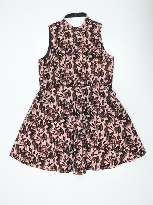 Definitions Women’s Pink Floral Fit & Flare Sleeveless Dress UK 18