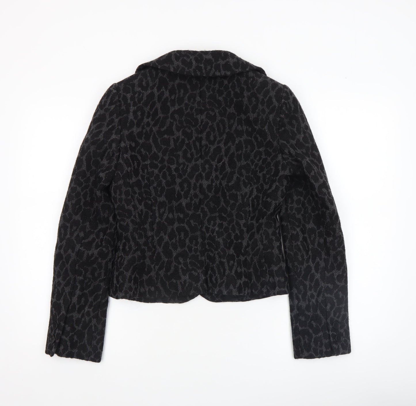 Hobbs Women’s Black Wool Animal Print Tailored Blazer Size 8