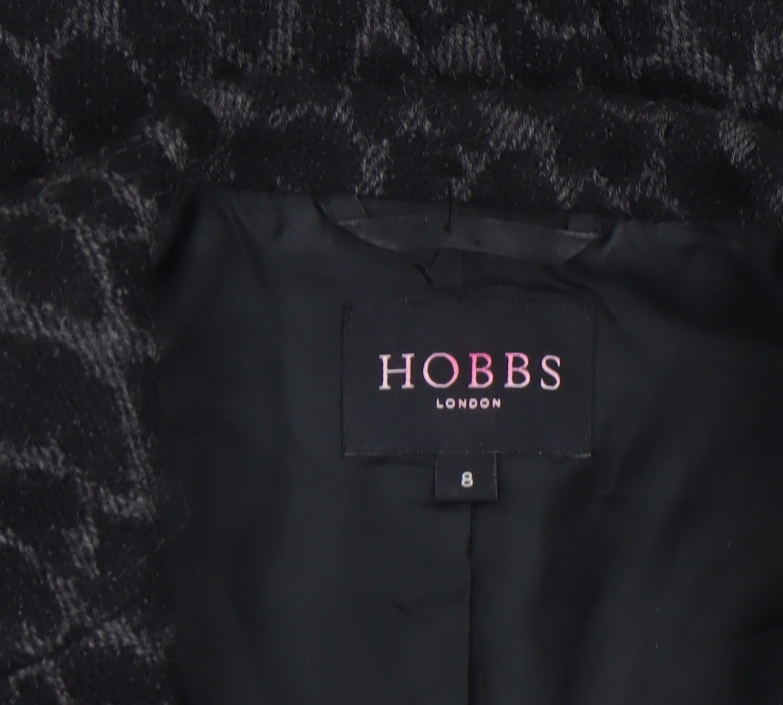 Hobbs Women’s Black Wool Animal Print Tailored Blazer Size 8