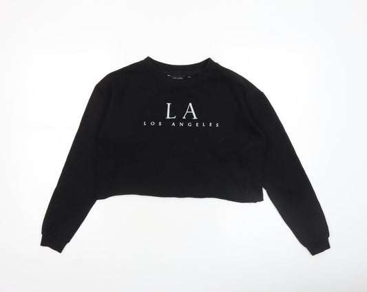 New Look Women Black LA Cropped Sweatshirt Size 6