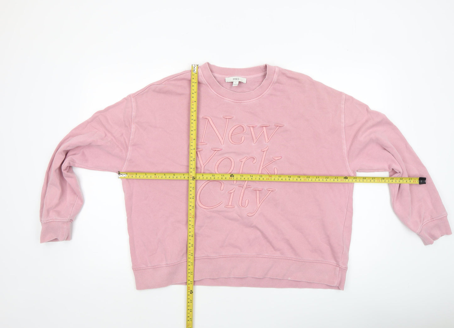 Marks and Spencer Women Pink Cotton Pullover Sweatshirt L