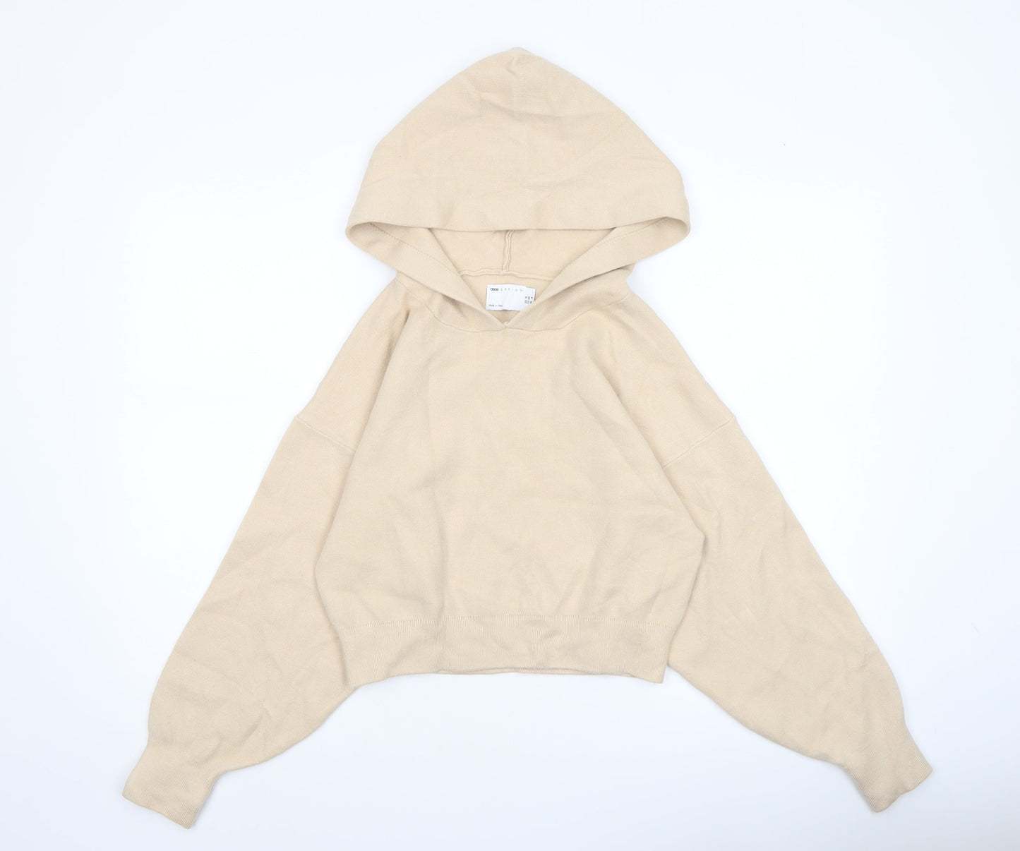 ASOS Women’s Beige Hooded Knit Pullover Jumper Size 12
