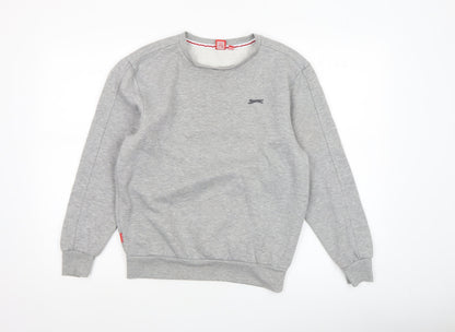 Additional front view of Slazenger boys’ grey crew neck fleece sweatshirt 13 years pullover