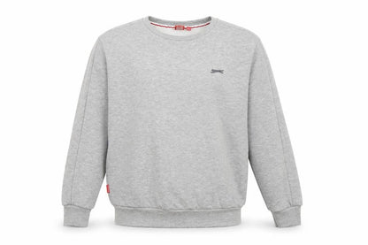 Front view of Slazenger boys’ grey crew neck fleece sweatshirt 13 years pullover