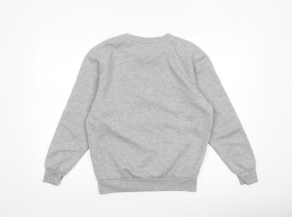 Close-up detail of Slazenger boys’ grey crew neck fleece sweatshirt 13 years pullover