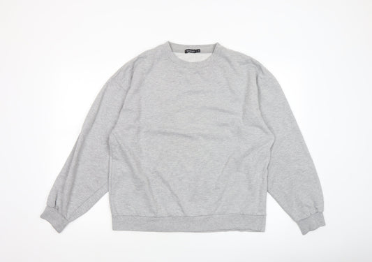 Boohoo Women Grey XL Pullover Sweatshirt Graphic Print Crew Neck