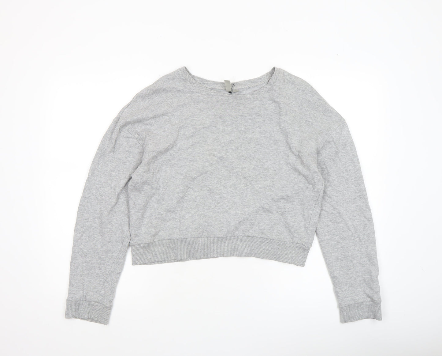 ASOS Women's Grey Cotton Crew Neck Pullover Sweatshirt UK 12