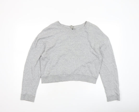 ASOS Women's Grey Cotton Crew Neck Pullover Sweatshirt UK 12