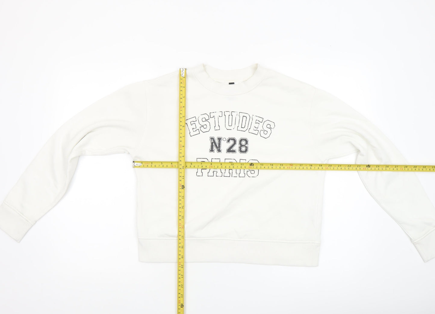 H&M Divided Womens White Cotton Blend Graphic Pullover Sweatshirt XXS