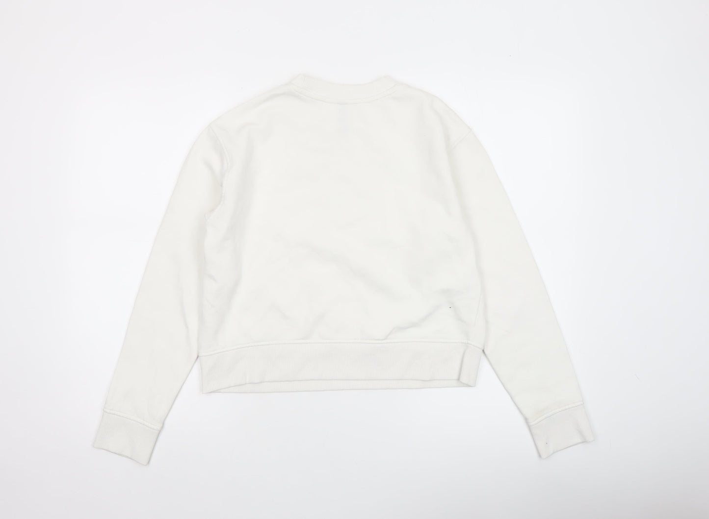 H&M Divided Womens White Cotton Blend Graphic Pullover Sweatshirt XXS