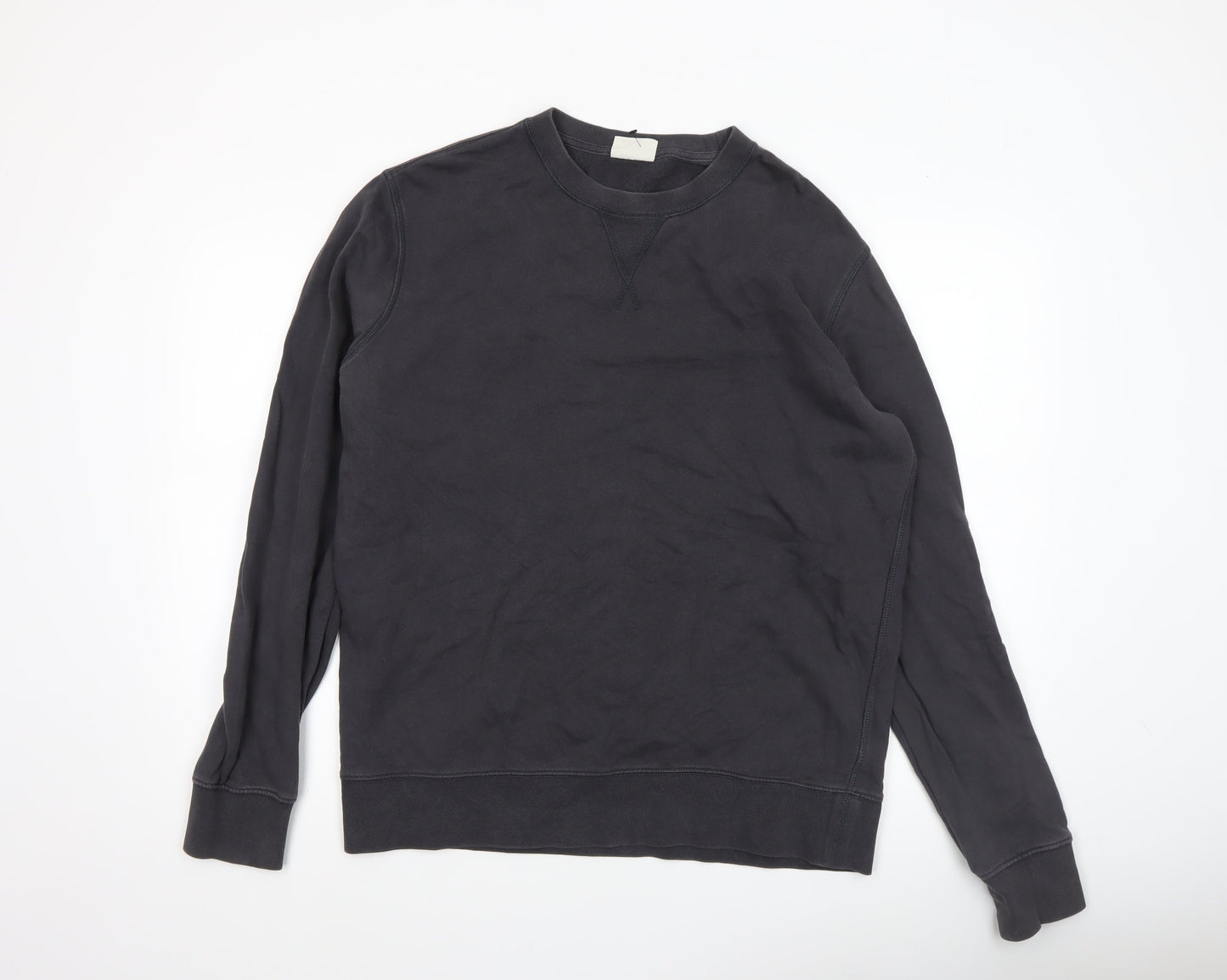 Marks and Spencer Men's Black Cotton Crew Neck Pullover Sweatshirt L