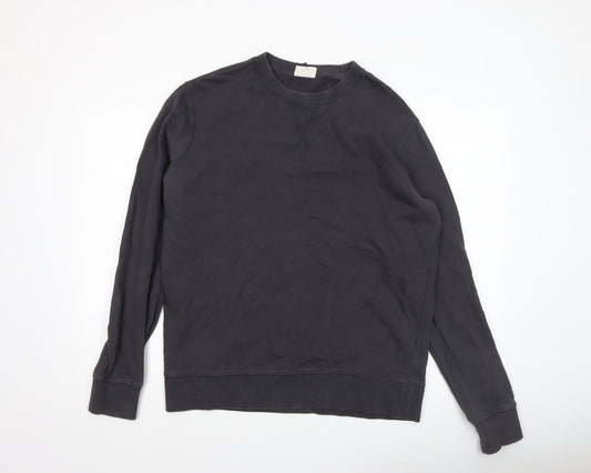 Marks and Spencer Men's Black Cotton Crew Neck Pullover Sweatshirt L