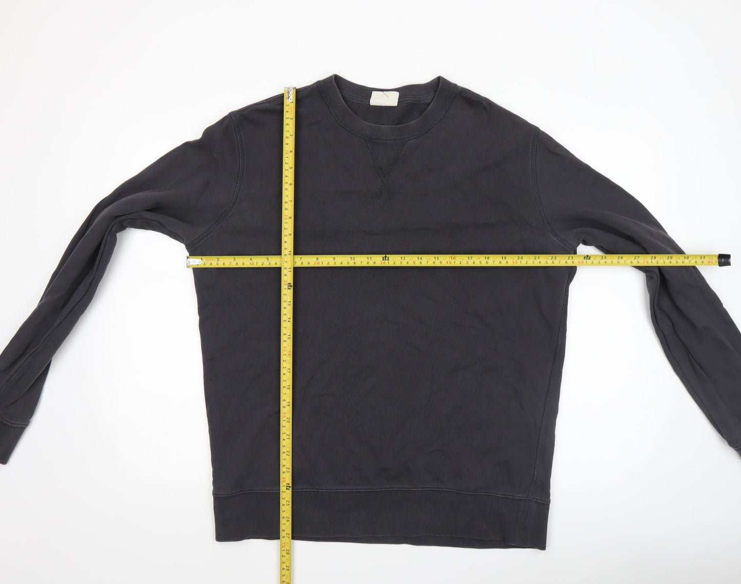 Marks and Spencer Men's Black Cotton Crew Neck Pullover Sweatshirt L