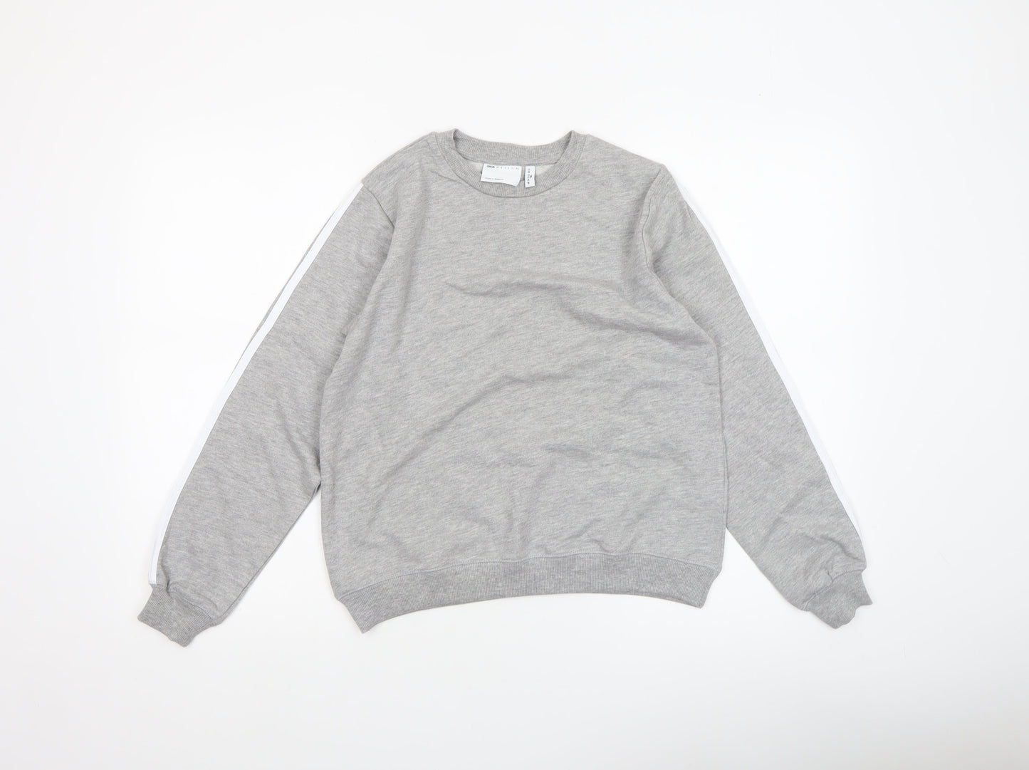 ASOS Women Grey Cotton Blend Crew Neck Pullover Sweatshirt UK 4