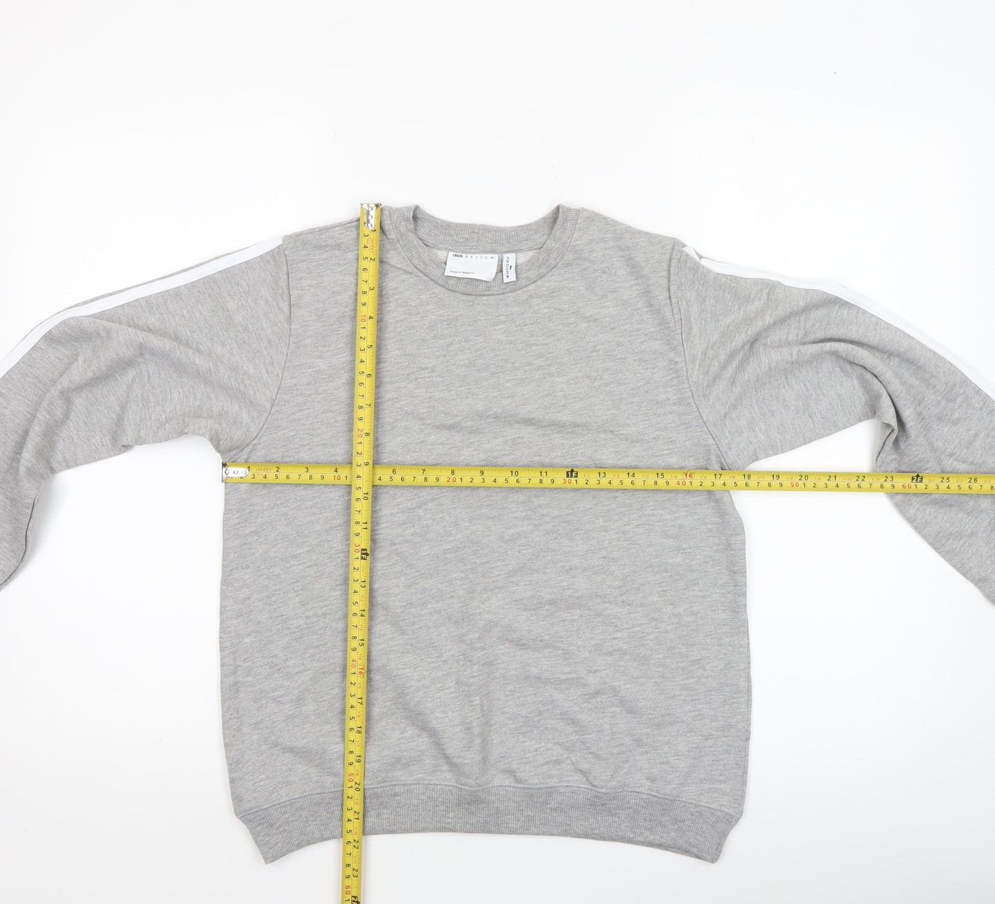 ASOS Women Grey Cotton Blend Crew Neck Pullover Sweatshirt UK 4