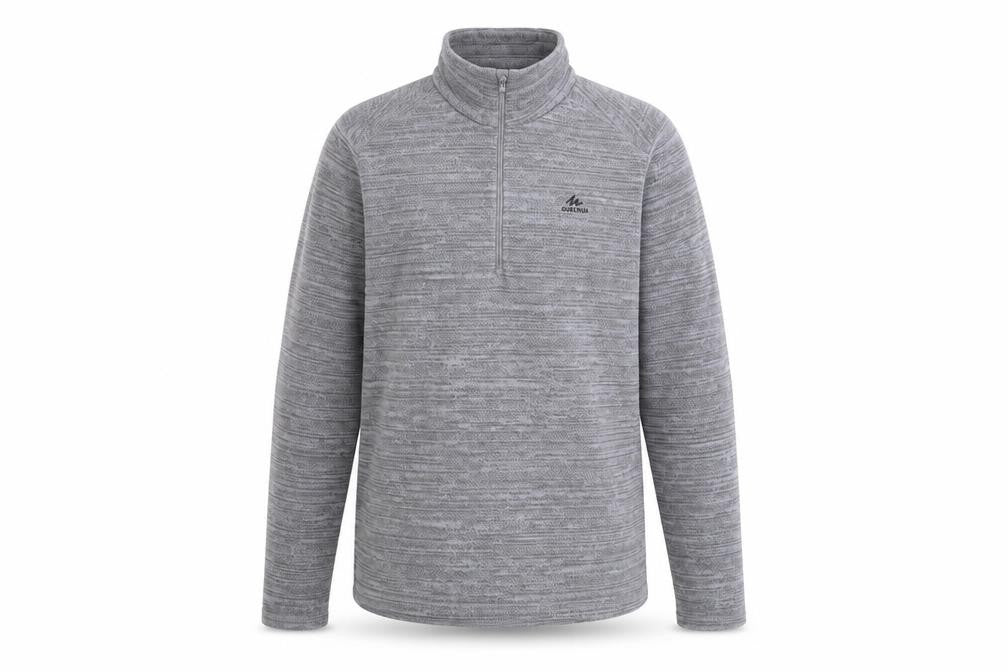Quechua Mens Grey L Fleece 1/2 Zip Pullover Sweatshirt