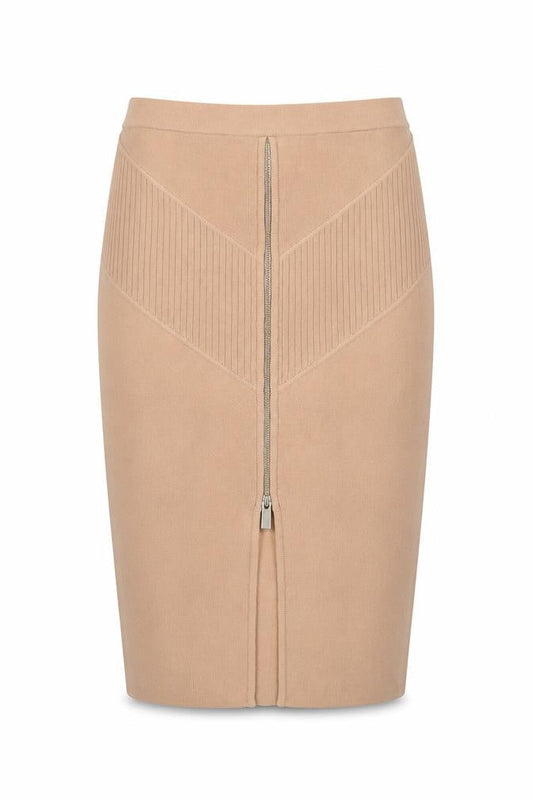 River Island Women Beige Knit Pencil Skirt UK 12 High Waist Zip