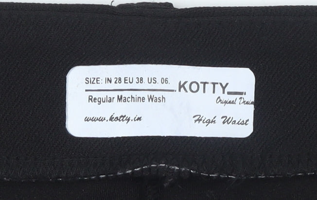 Kotty Women Black High Waist Straight Trousers Size 10