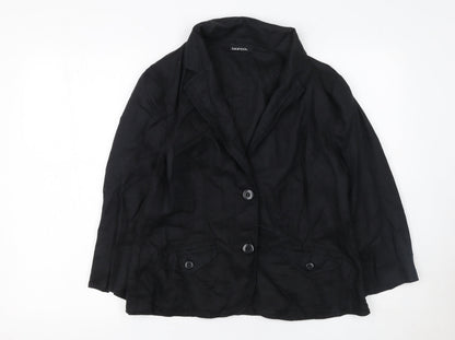 Bianca Women's Black Linen Blazer UK 14 Tailored Single Breasted Jacket