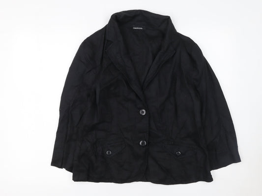 Bianca Women's Black Linen Blazer UK 14 Tailored Single Breasted Jacket