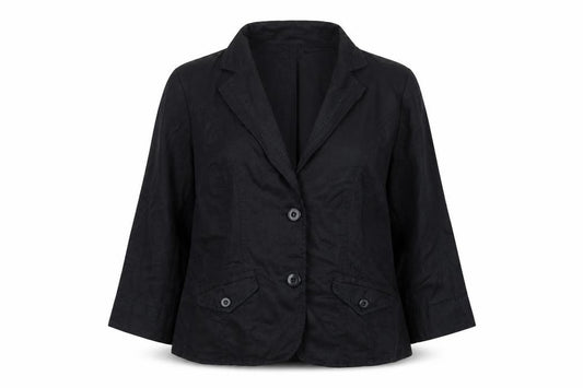 Bianca Women's Black Linen Blazer UK 14 Tailored Single Breasted Jacket