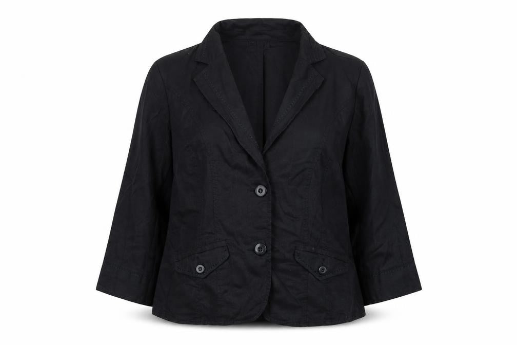 Bianca Women's Black Linen Blazer UK 14 Tailored Single Breasted Jacket