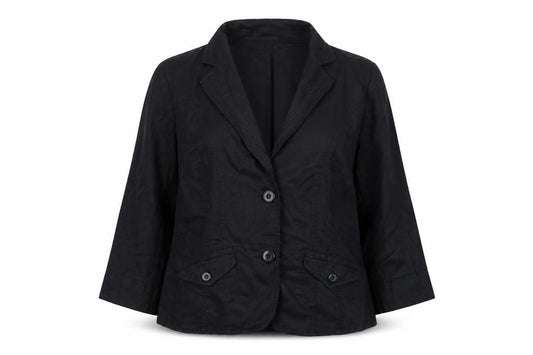 Bianca Women's Black Linen Blazer UK 14 Tailored Single Breasted Jacket