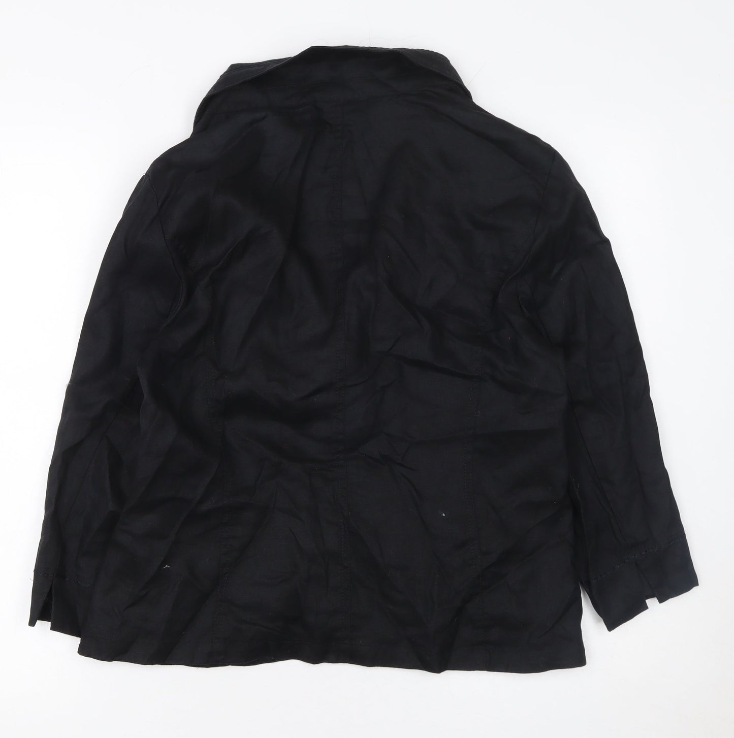 Bianca Women's Black Linen Blazer UK 14 Tailored Single Breasted Jacket