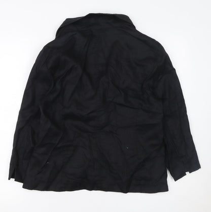 Bianca Women's Black Linen Blazer UK 14 Tailored Single Breasted Jacket