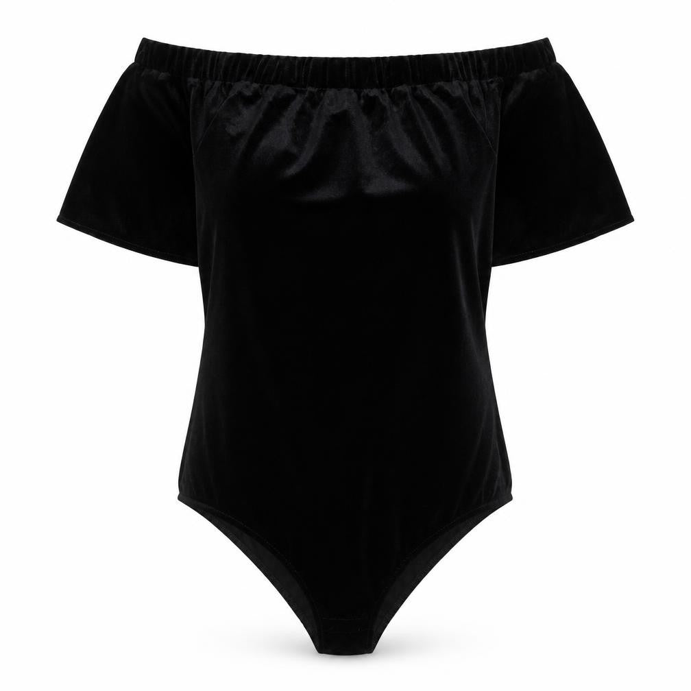 Blue Vanilla Women's Black Velvet Off Shoulder Bodysuit M