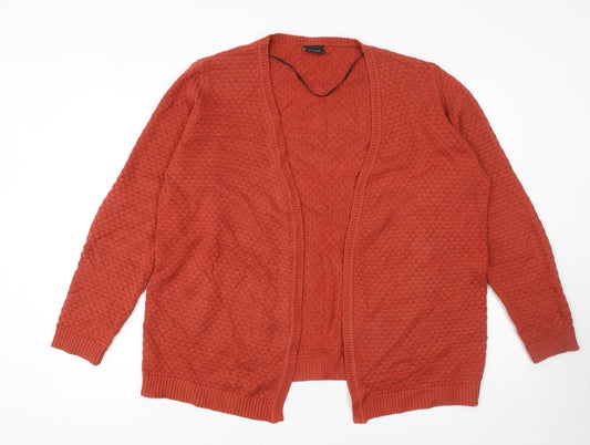 Vila Women’s Orange Knit Cardigan L Long Sleeve Relaxed Fit
